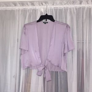 Cropped Blouse Wrap-tie/cover-up (Violet) (Satin)